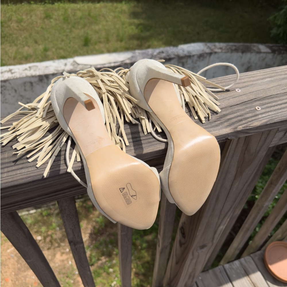 Fringe Cream Women's Sandals - Picture 14 of 16